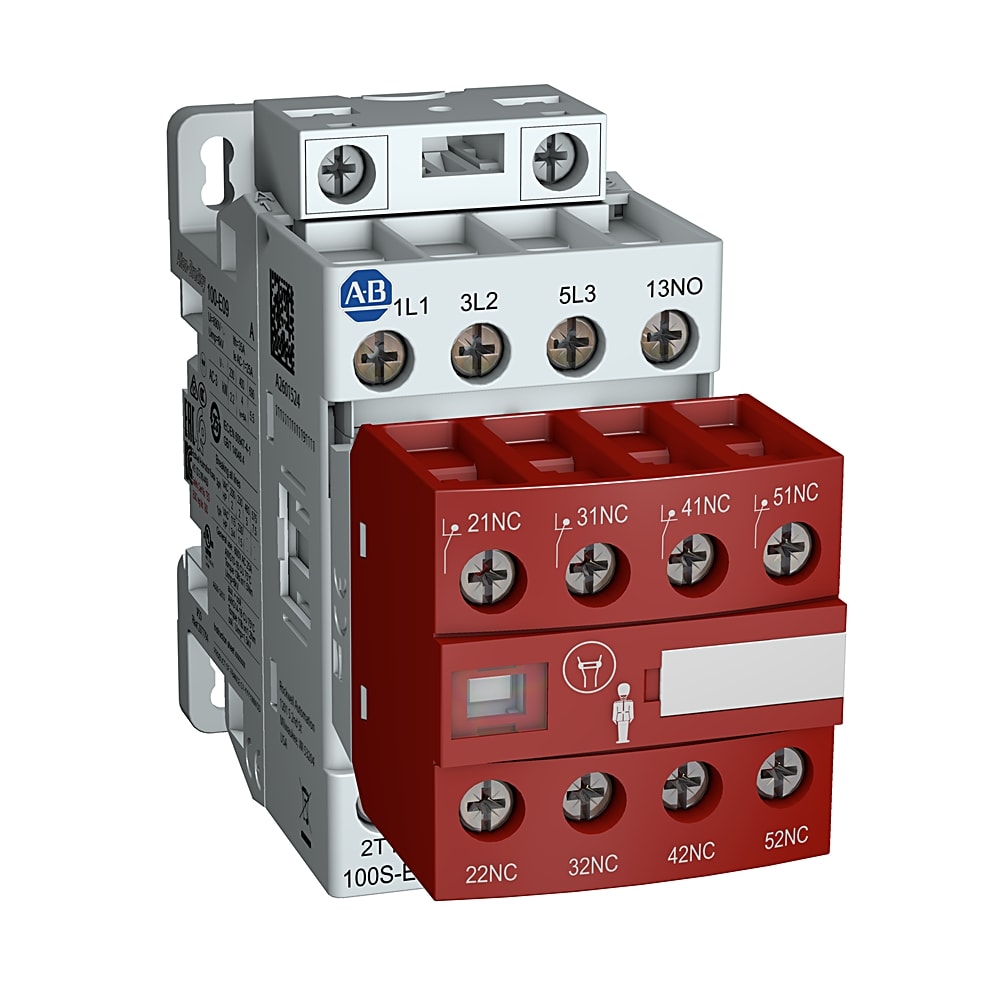 Allen-Bradley 100S-E MCS-E Safety Contactor 12 A Standard 1 NO/0 NC and Auxiliary 2 NO/2 NC