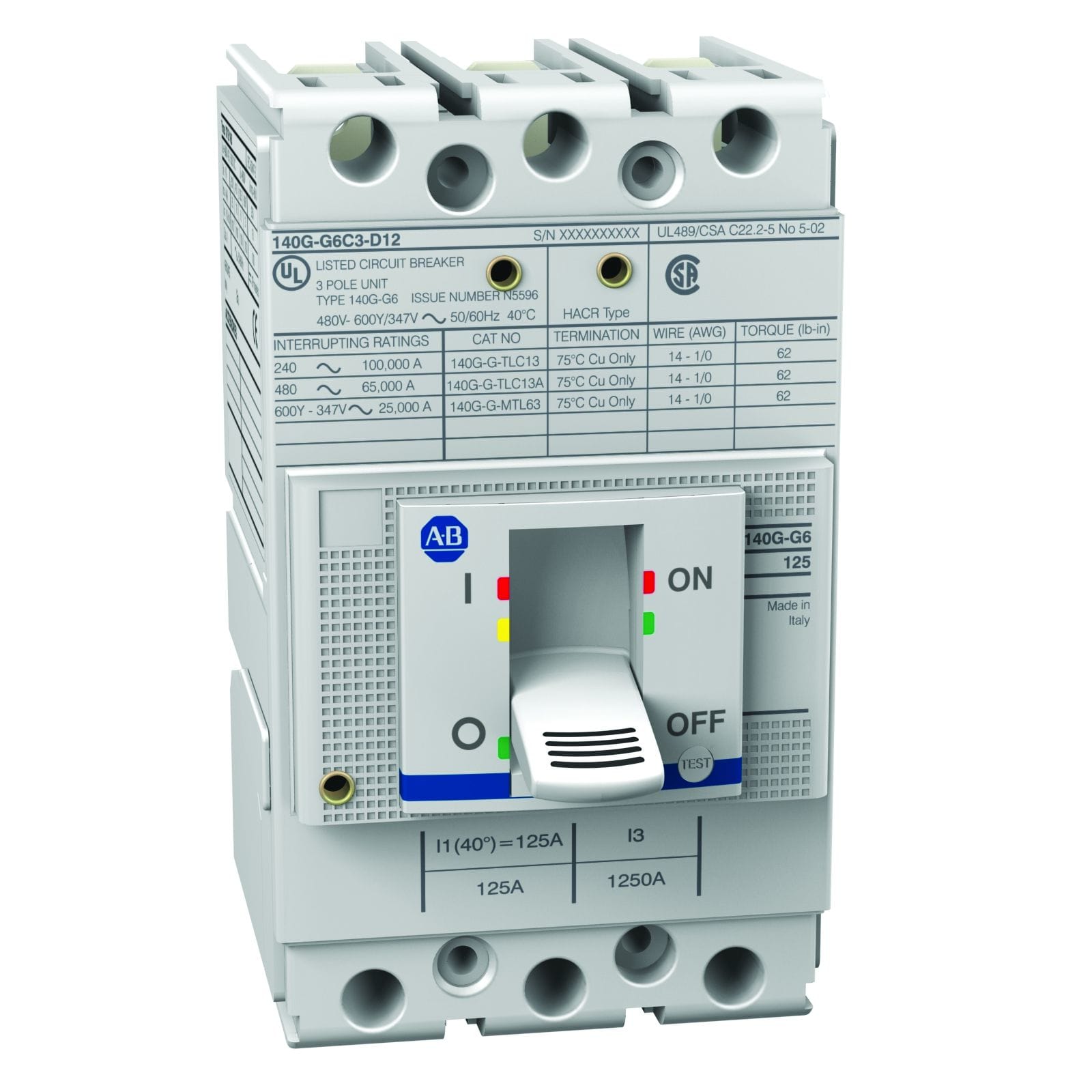 Allen-Bradley 140G 125A Frame Molded Case Ckt-Bkr