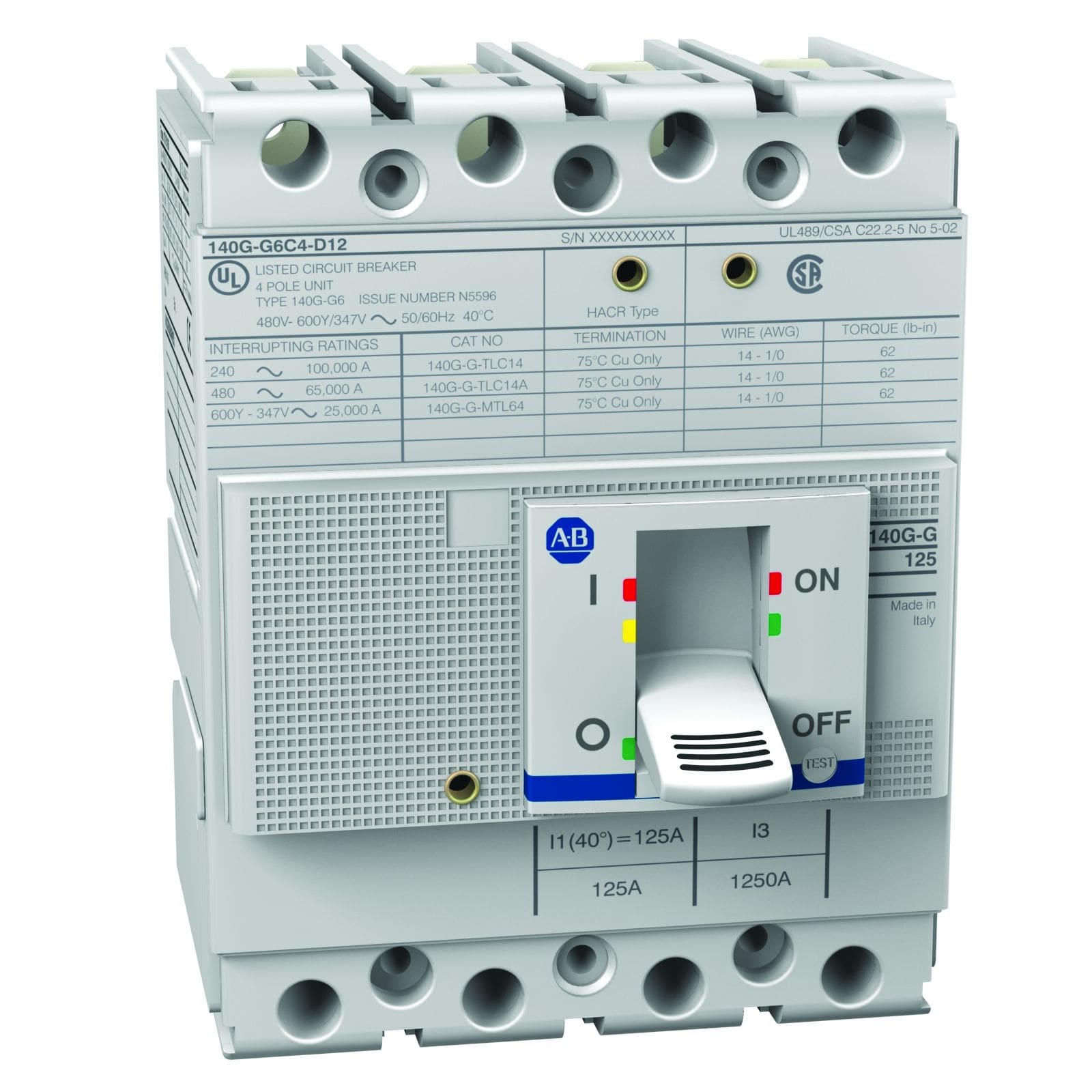 Allen-Bradley 140G 125A FRAME MOLDED CASE CKT-BKR
