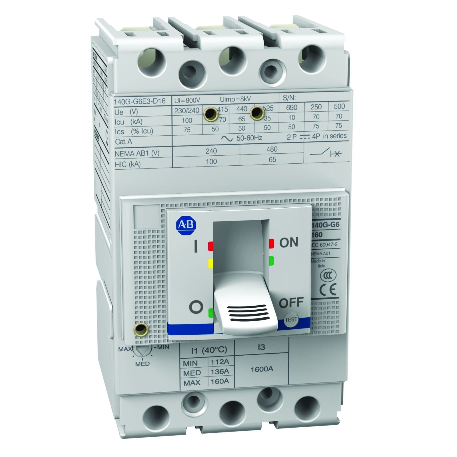 Allen-Bradley 140G 160A Frame Molded Case Ckt-Bkr