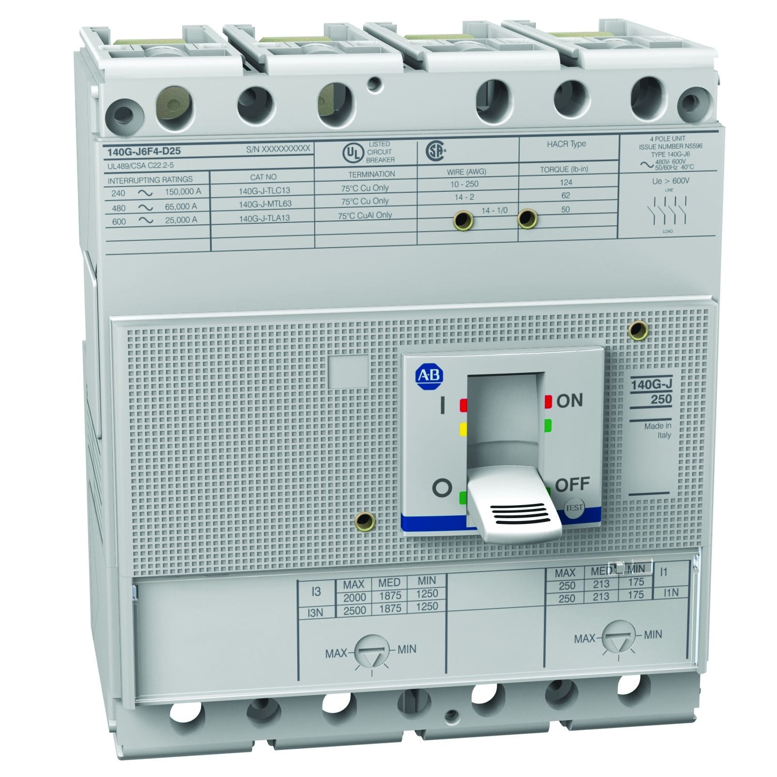 Allen-Bradley 140G 160A Frame Molded Case Ckt-Bkr