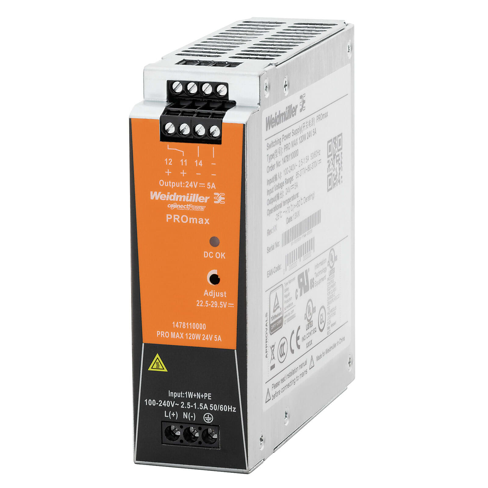 Weidmuller Weidmuller Pro Max Switched Mode Power Supply 24V DC 5A