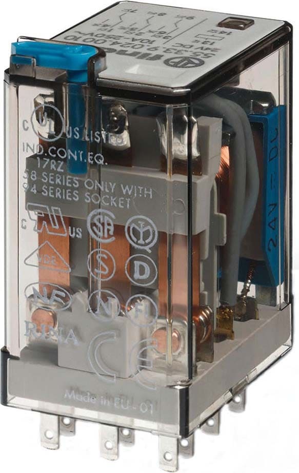 Finder 3PDT 10A Plug-in Relay 24vdc (MOQ 10)
