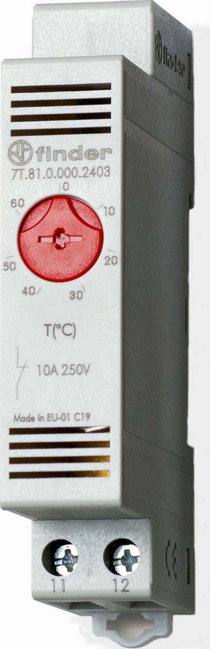 Finder Finder Panel Thermostat Heat NC contact +0°C to +60°C