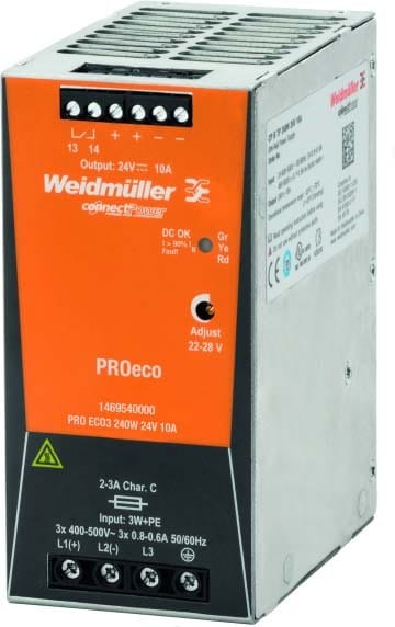 Weidmuller Weidmuller Pro Eco3 Switched Mode Power Supply 24V DC 10A