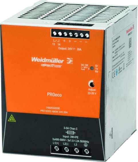 Weidmuller Weidmuller Pro Eco3 Switched Mode Power Supply 24V DC 20A