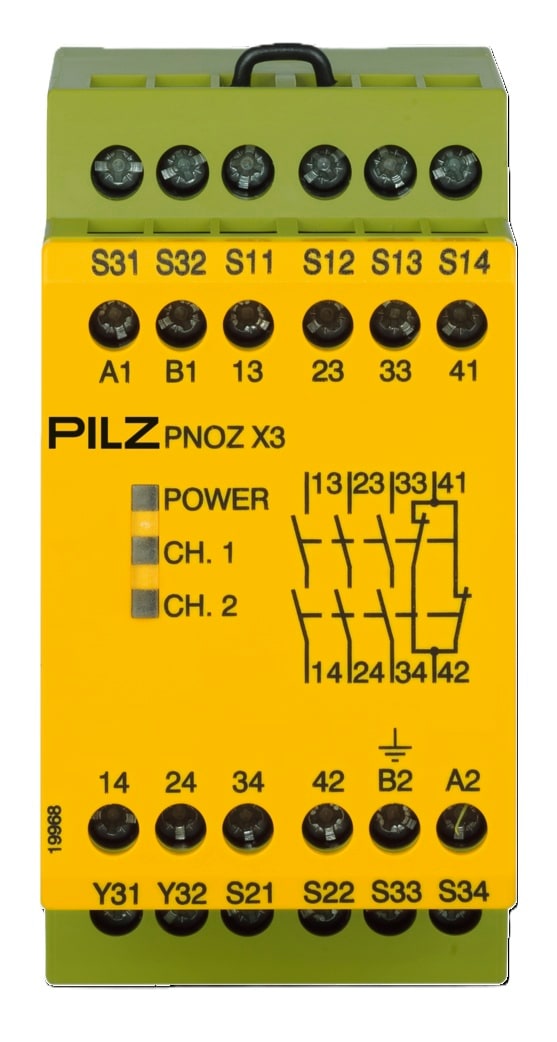 Pilz PNOZ X3 Safety Relay with 3 NO 1 NC and 1 Semi Output 24 V AC/DC