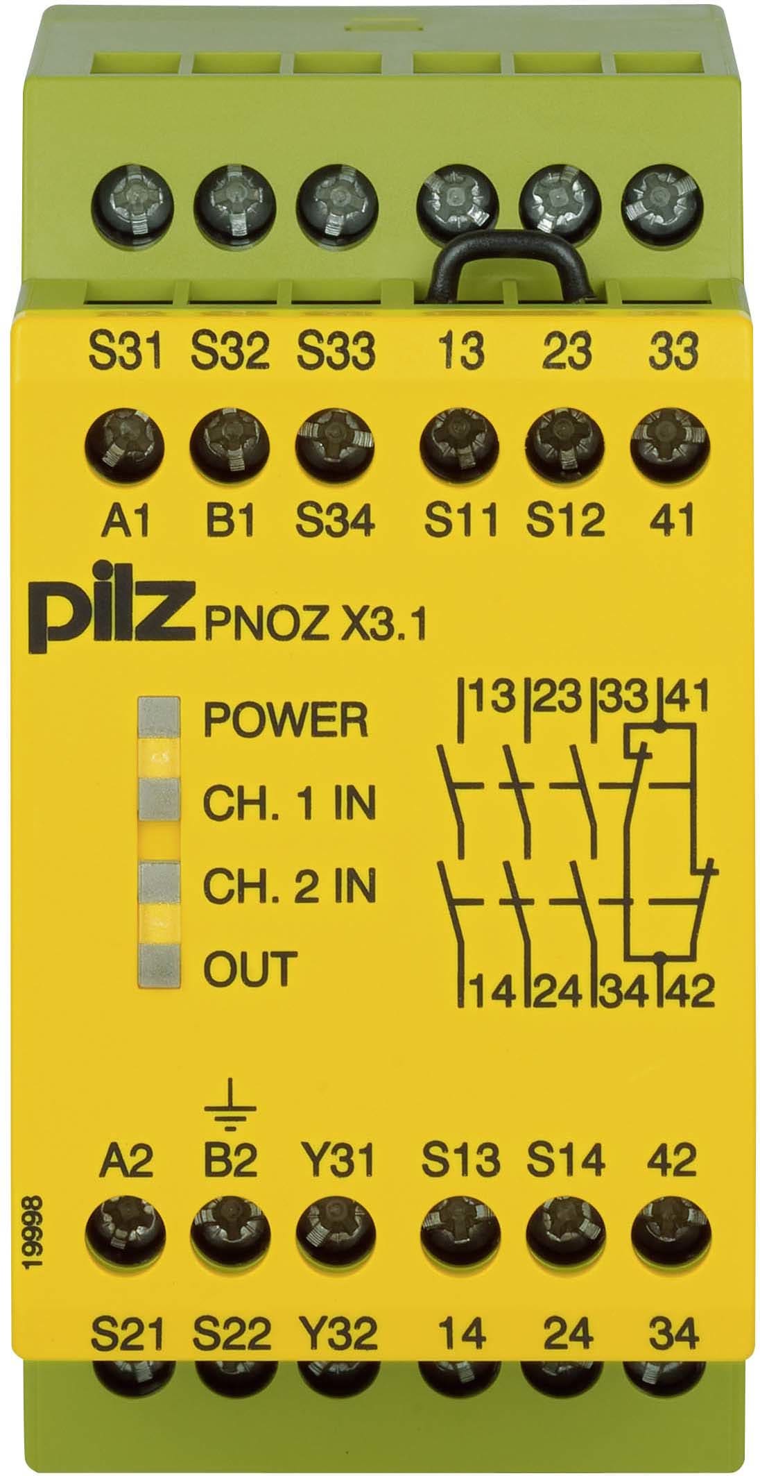 Pilz PNOZ X3.1 230VAC 24VDC 3n/o 1n/c 1so