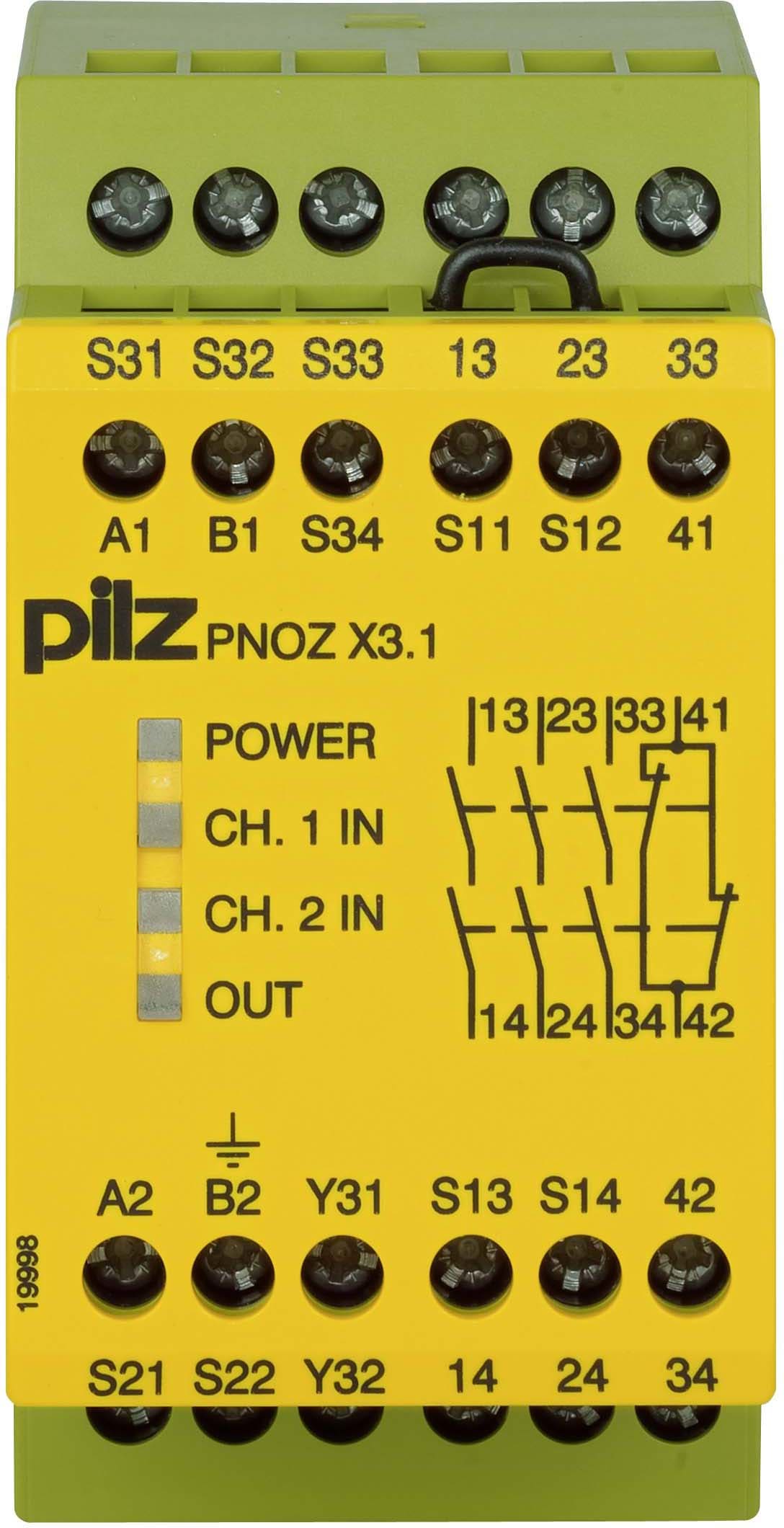 Pilz PNOZ X3.1 240VAC 24VDC 3n/o 1n/c 1so
