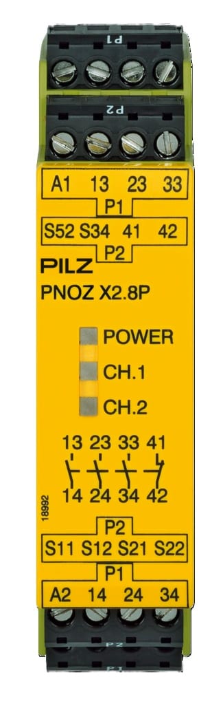 Pilz PNOZ X2.8P Safety Relay with 3 NO and 1 NC Outputs 24 V AC/DC Plug-In Terminals
