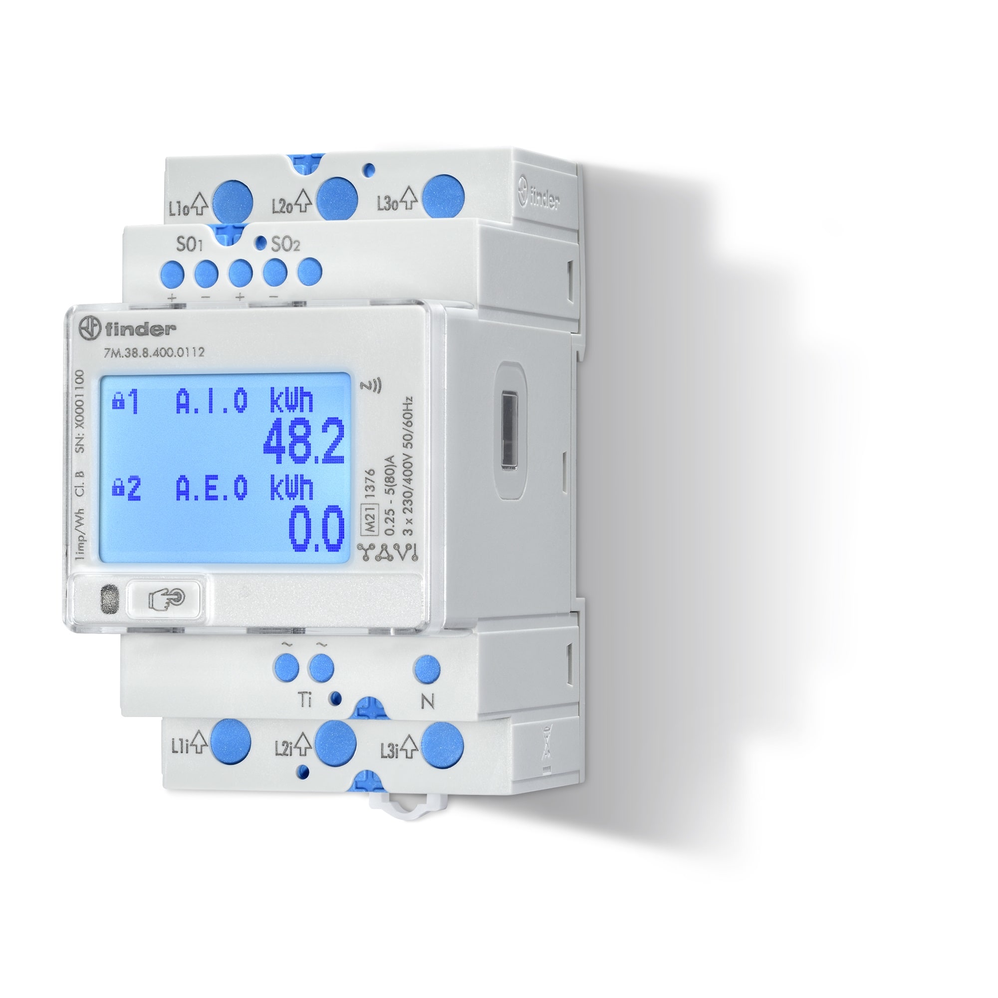 Finder Finder 7M Series Three Phase Multi-Function Bi-Directional M-Bus Interface Energy Meter 80A 400 V