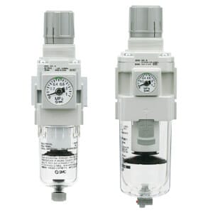 SMC AW Series Air Filter 20 mm 2-Port with Bowl Automatic Drain and External Mount