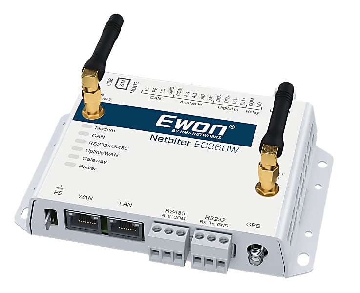 HMS Netbiter EC360W Gateway with Ethernet + 4G (Worldwide) Connectivity for Remote Monitoring