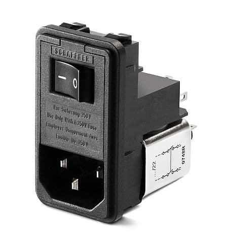 Schaffner IEC Inlet HP Filter with Switch,Dual Fus