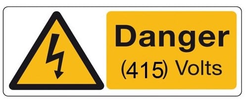 Cablecraft 50X20MM DANGER 415 VOLTS (5 PK)