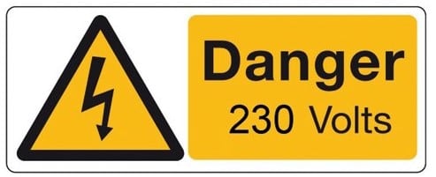 Cablecraft 50X25MM DANGER 230 VOLTS (PK=25)