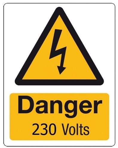 Cablecraft 55X70MM DANGER 230 VOLTS (PK25)