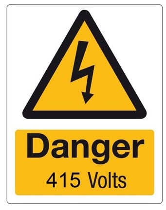 Cablecraft 55X70MM DANGER 415 VOLTS (PK25)