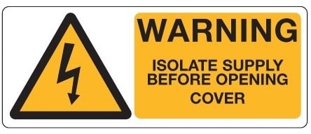 Cablecraft 80X35MM WARNING ISOLATE SUPPLY (PK25)